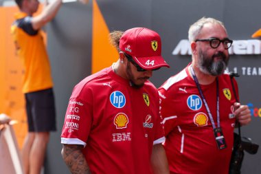 Macaristan GP GP GP F1 2025 17 Ekim 'de Budapeşte, Macaristan - Formula 1 Lewis Hamilton Ferrari sürücüsü