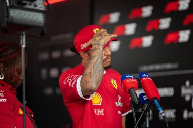 Macaristan GP GP GP F1 2025 17 Ekim 'de Budapeşte, Macaristan - Formula 1 Lewis Hamilton Ferrari sürücüsü