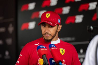 Macaristan GP GP GP F1 2025 17 Ekim 'de Budapeşte, Macaristan - Formula 1 Lewis Hamilton Ferrari sürücüsü
