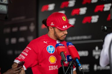 Macaristan GP GP GP F1 2025 17 Ekim 'de Budapeşte, Macaristan - Formula 1 Lewis Hamilton Ferrari sürücüsü