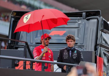 Macaristan GP GP GP F1 2025 17 Ekim 'de Budapeşte, Macaristan - Formula 1 Lewis Hamilton Ferrari sürücüsü