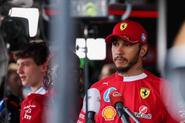 Macaristan GP GP GP F1 2025 17 Ekim 'de Budapeşte, Macaristan - Formula 1 Lewis Hamilton Ferrari sürücüsü