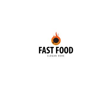 Pan ve Spatula ile Fast Food Logosu ve Ateş Logosu Tasarımı