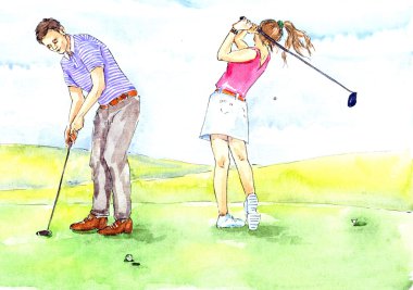 Golf (golf oynayan kadın ve)