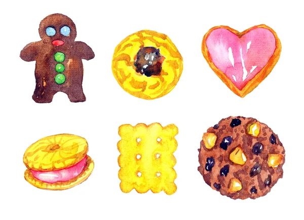 Conjunto de cookies caseiros isolado — Fotografia de Stock