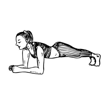 Kız döşeme, kenar görüş izole, el çizimi, çizim tarzı, taslak çizimi