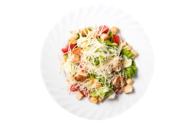 Sezar salata karides, kiraz domates ve peynir ile