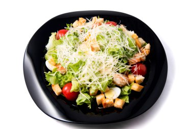 Sezar salata karides, kiraz domates ve peynir ile