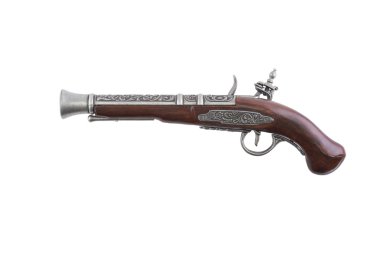 Old wooden gun on white background clipart