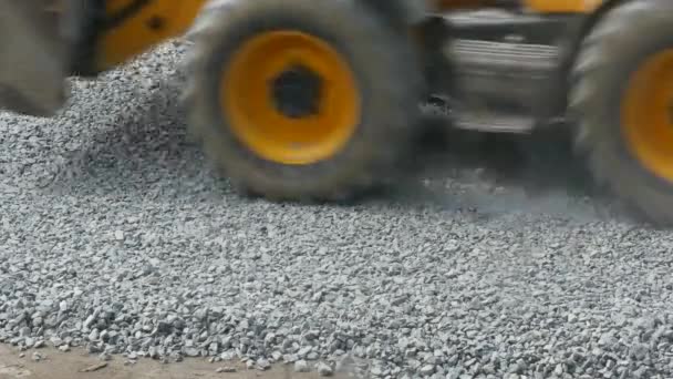 Excavator Carries Gravel In The Bucket — Stock Video