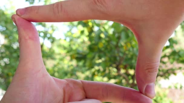 Hands Join Together To Make Finger Framing — Stock Video