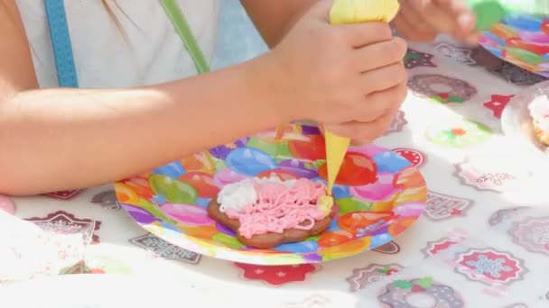 Process Of Hand Painted Ginger Cookies — Stock Video