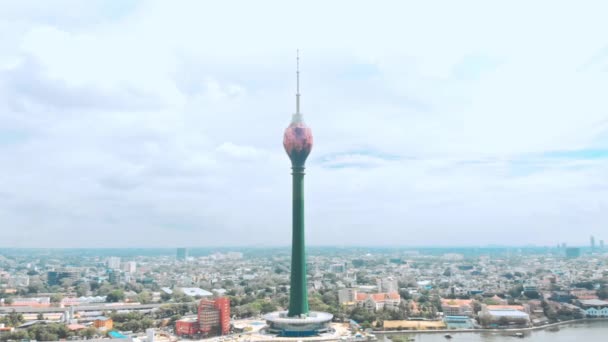 View of the Colombo City Skyline with Lotus Tower — Vídeo de stock