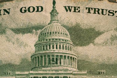 Capitol Binası 'nın yakın görüntüsü. Üzerinde 