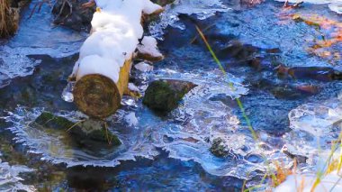 Fransa 'nın güneyinde Pireneler' deki bir derenin yaklaşık yirmi saniyelik sabit görüntü manzarası.