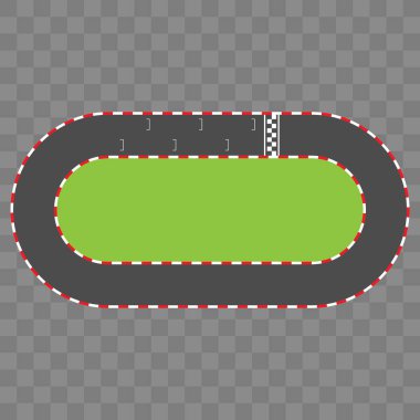 Başlangıç şebekesiyle Oval yarış pisti düzeni. Minimalist üst görüş yarış pisti tasarımı. Motor sporu simülasyonları, yarış oyunları, eğitim materyalleri veya pist tasarım bilgileri için vektör ilülasyonu