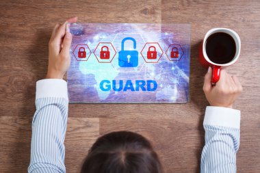 Ekonomi, teknoloji, Internet ve ağ kavramı. Genç busine