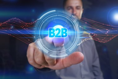 Ekonomi, teknoloji, Internet ve ağ kavramı. Genç busine