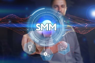 Ekonomi, teknoloji, Internet ve ağ kavramı. Genç busine