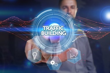 Ekonomi, teknoloji, Internet ve ağ kavramı. Genç busine