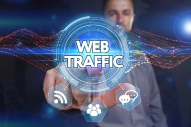 Ekonomi, teknoloji, Internet ve ağ kavramı. Genç busine