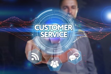 Ekonomi, teknoloji, Internet ve ağ kavramı. Genç busine