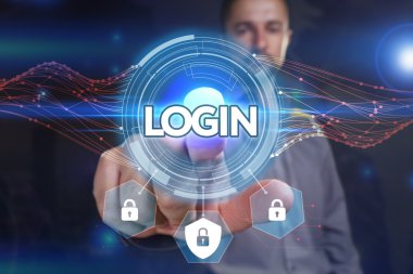 Ekonomi, teknoloji, Internet ve ağ kavramı. Genç busine