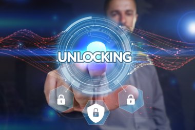 Ekonomi, teknoloji, Internet ve ağ kavramı. Genç busine