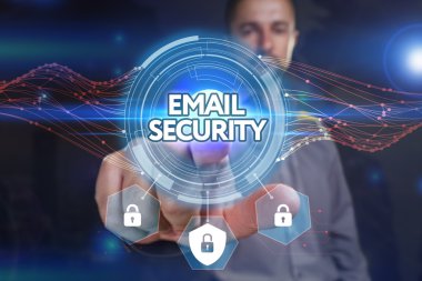 Ekonomi, teknoloji, Internet ve ağ kavramı. Genç busine