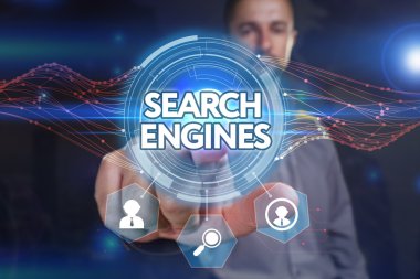Ekonomi, teknoloji, Internet ve ağ kavramı. Genç busine