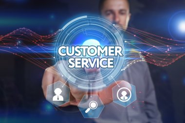 Ekonomi, teknoloji, Internet ve ağ kavramı. Genç busine