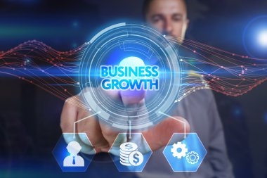 Ekonomi, teknoloji, Internet ve ağ kavramı. Genç busine