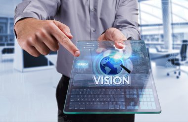 Ekonomi, teknoloji, Internet ve ağ kavramı. Genç busine