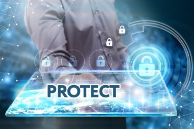 Ekonomi, teknoloji, Internet ve ağ kavramı. Genç busine