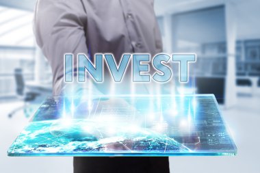 Ekonomi, teknoloji, Internet ve ağ kavramı. Genç busine