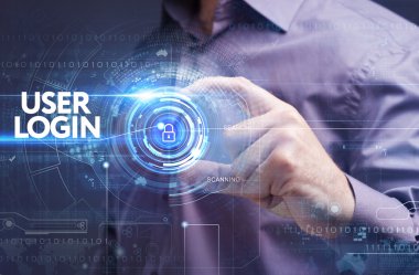 Ekonomi, teknoloji, Internet ve ağ kavramı. Genç busine