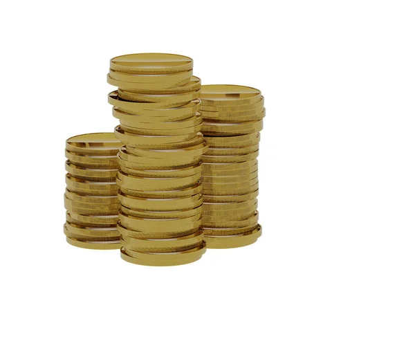 Internet Business Technology Network Concept Gold Coin Stack Isolated White — Stock Photo, Image