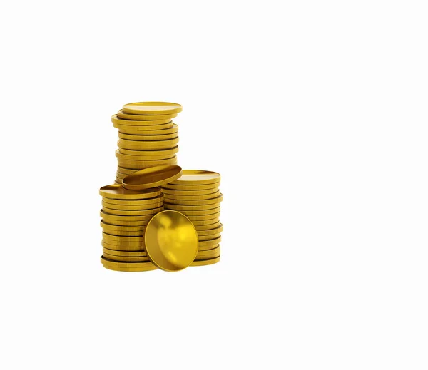 Internet Negocios Tecnología Concepto Red Pila Monedas Oro Aislado Blanco —  Fotos de Stock