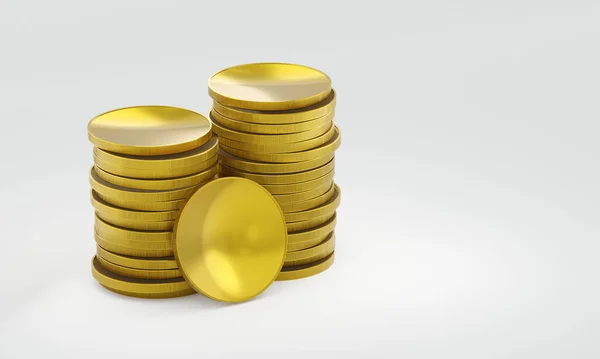 Internet Negocios Tecnología Concepto Red Pila Monedas Oro Aislado Blanco — Foto de Stock