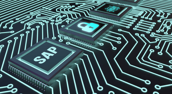 Интернет, бизнес, технология и сетевая концепция. Концепция SAP System Software Automation на виртуальном экране. 