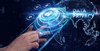 Siber güvenlik veri koruması iş teknolojisi gizlilik kavramı. Veri gizliliği 