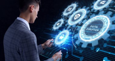 Siber güvenlik veri koruması iş teknolojisi gizlilik kavramı. Dijital bozulma 