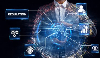 İş, Teknoloji, İnternet ve ağ konsepti. Düzenleme Uyum Kuralları Standart.