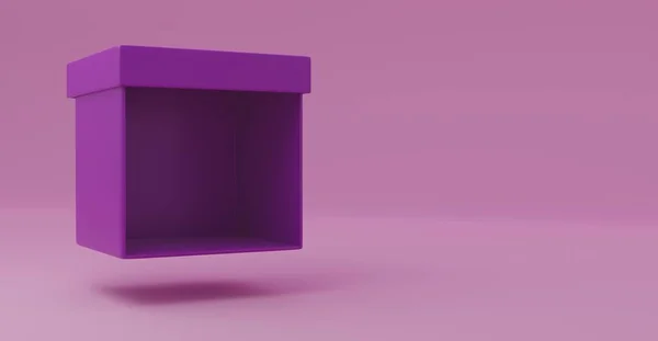 Internet Business Technology Network Concept Empty Purple Open Cardboard Box — Stock Photo, Image