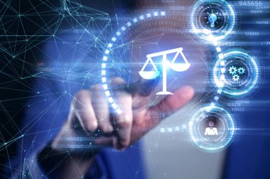 İş, Teknoloji, İnternet ve ağ konsepti. Çalışma Hukuku Avukatı.