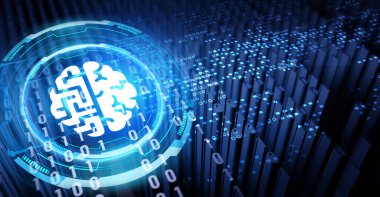 Yapay zeka (yapay zeka), makine öğrenme ve modern bilgisayar teknolojileri kavramları. İş, Teknoloji, İnternet ve ağ kavramı. 