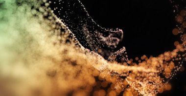 Soyut parçacık dalgası ve ışık soyut arkaplan, animasyon siber veya teknoloji arka planı.