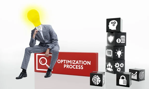 Optimization Software Technology Process System Business concept. Business, Technology, Internet and network concept.