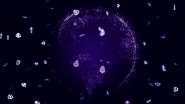 Gezegenin haritası. Dünya haritası. Küresel sosyal ağ. Geleceğe. Dünya gezegeninin mavi fütüristik geçmişi. 