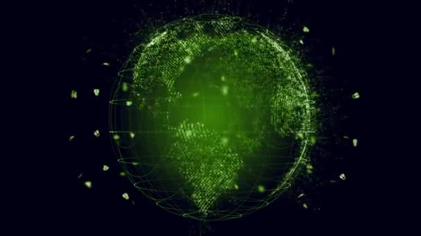 Karta Över Planeten Världskarta Globalt Socialt Nätverk Framtiden Blå Futuristisk — Stockvideo